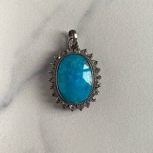Vintage Turquoise pendant with foiled CZs‎